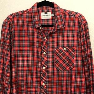 Topman Plaid Long Sleeve Button Down Shirt